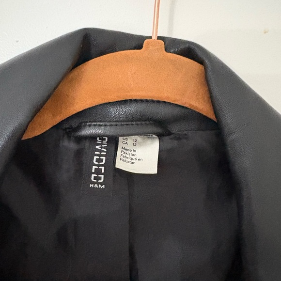 H&M Black Faux Leather Biker Jacket - Picture 3 of 5